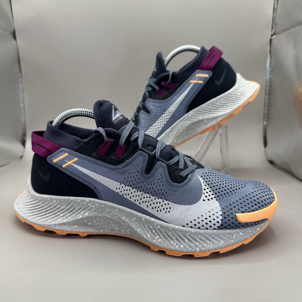 Nike Pegasus Trail 2 Thunder Blue Grey Orange Sneakers CK4309-401 Womens Size 9